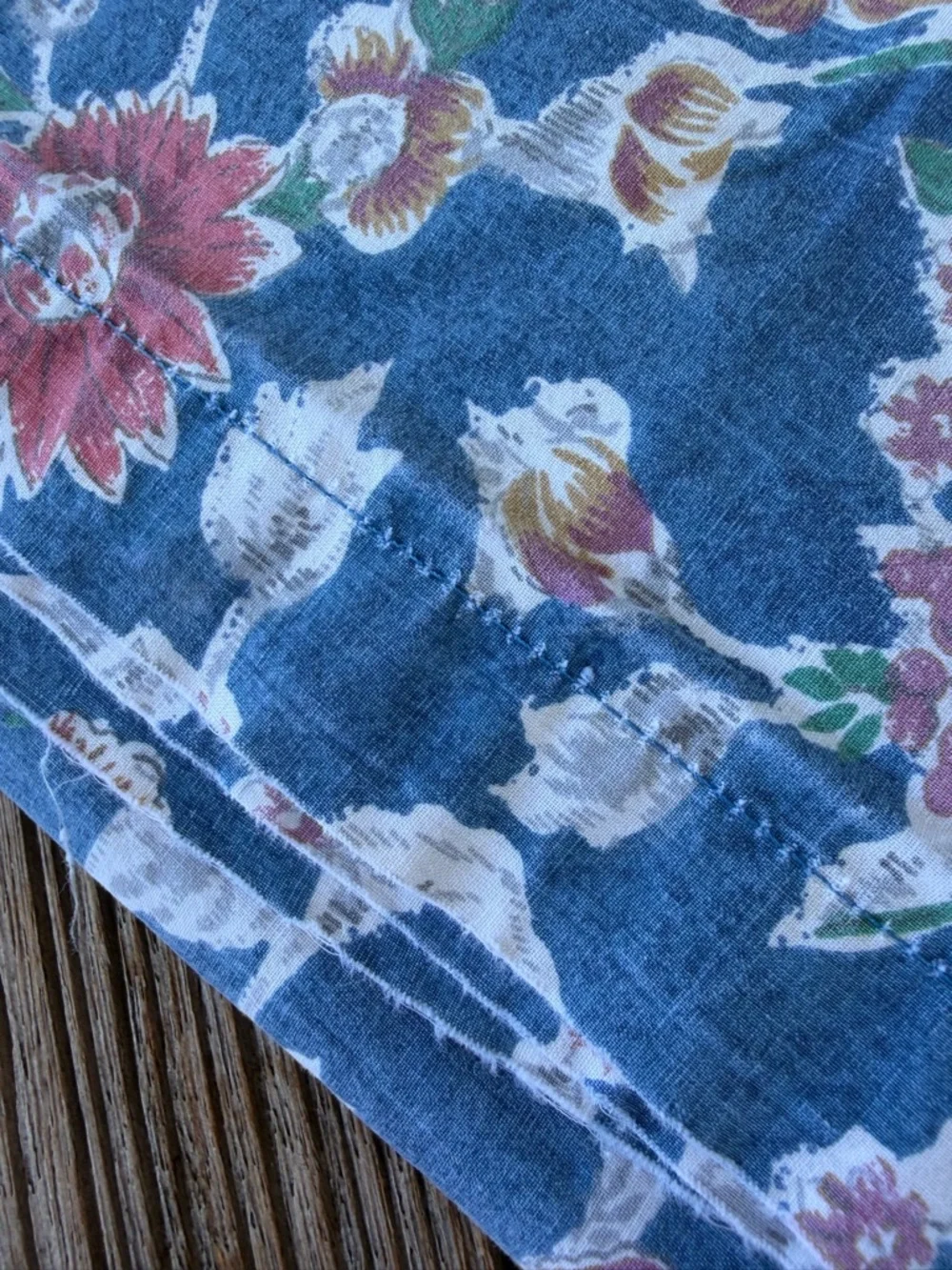 VTG Ralph Lauren Jardin Blue 3-Piece Sheet Set Blue Floral 90s 100% Cotton FLAWS